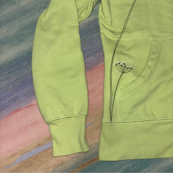 Outdoor Research Hoodie Women Medium Green Embroidered Zip Sweatshirt Dandelion - Picture 3 of 9